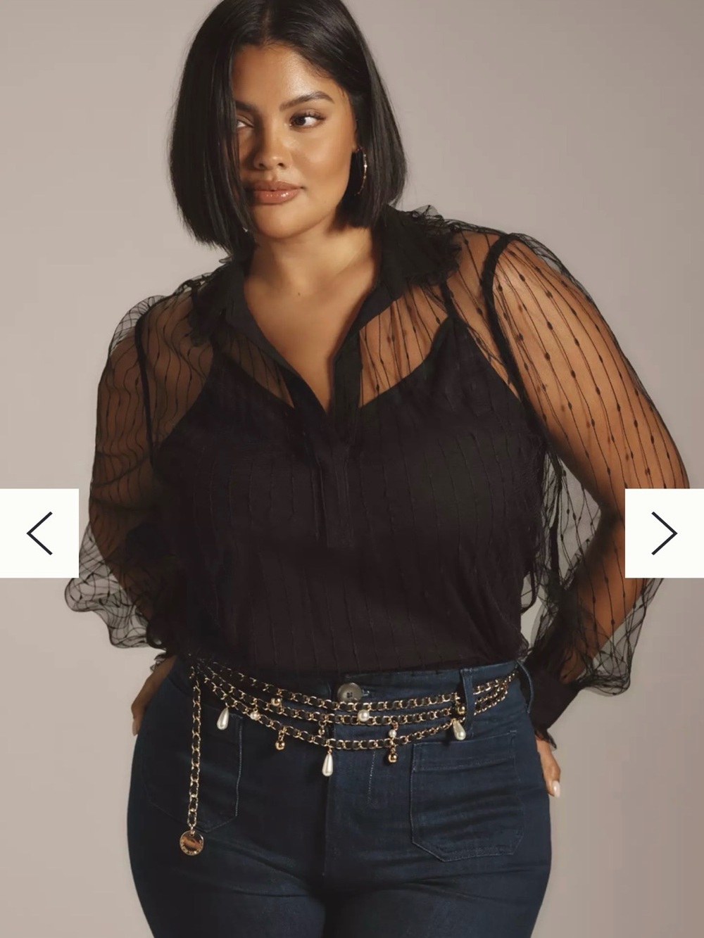 NWT Anthropologie Maeve Long Sleeve Black Sheer Tulle Blouse Women Plus Size 1X